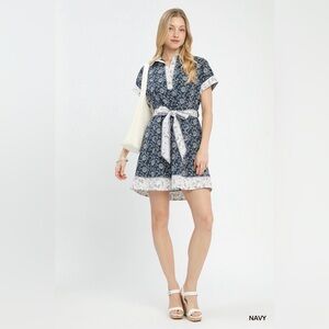 Umgee Border Print Belted Shirt Dress🆕